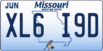 MO license plate XL6I9D