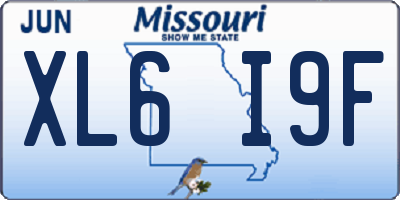 MO license plate XL6I9F