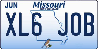 MO license plate XL6J0B