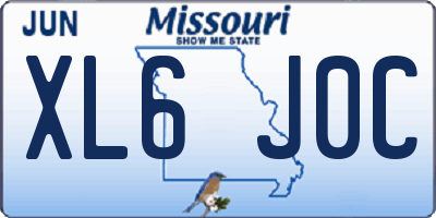 MO license plate XL6J0C