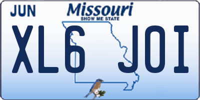MO license plate XL6J0I