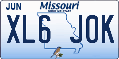 MO license plate XL6J0K