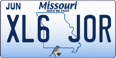 MO license plate XL6J0R