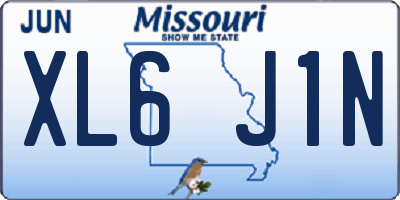MO license plate XL6J1N