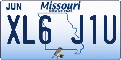 MO license plate XL6J1U