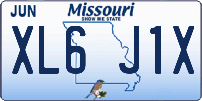 MO license plate XL6J1X