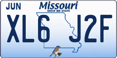 MO license plate XL6J2F