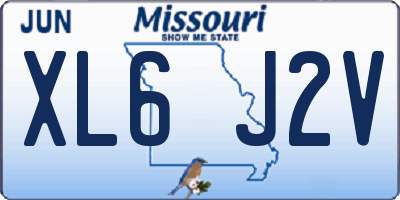 MO license plate XL6J2V