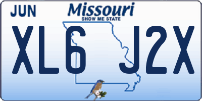MO license plate XL6J2X