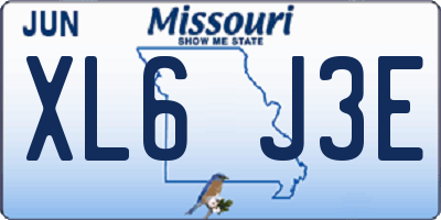 MO license plate XL6J3E