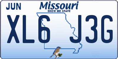 MO license plate XL6J3G