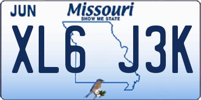 MO license plate XL6J3K