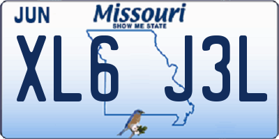 MO license plate XL6J3L