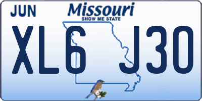 MO license plate XL6J3O