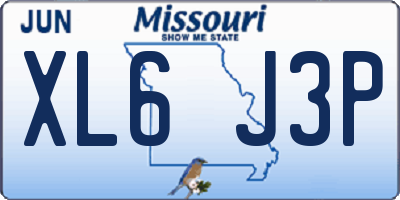 MO license plate XL6J3P