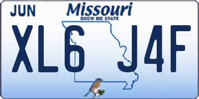MO license plate XL6J4F