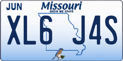 MO license plate XL6J4S
