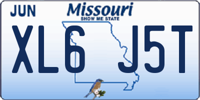 MO license plate XL6J5T