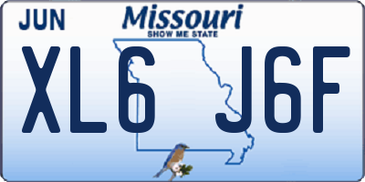 MO license plate XL6J6F