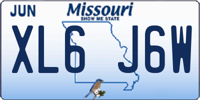 MO license plate XL6J6W