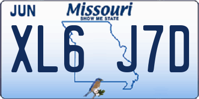 MO license plate XL6J7D