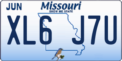 MO license plate XL6J7U