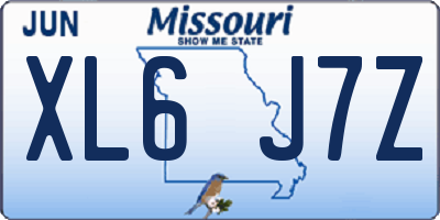 MO license plate XL6J7Z