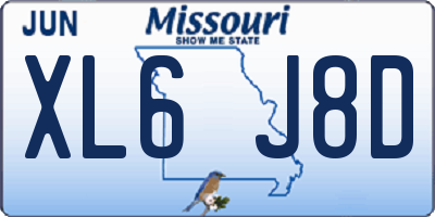 MO license plate XL6J8D