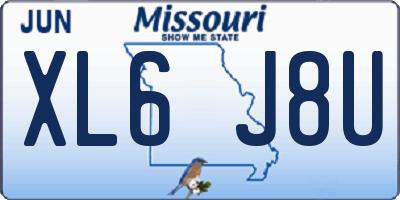 MO license plate XL6J8U