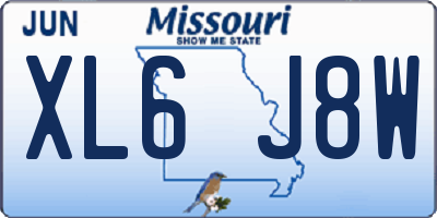 MO license plate XL6J8W