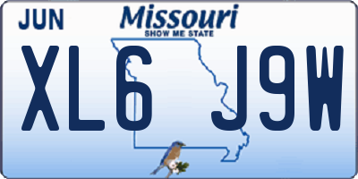 MO license plate XL6J9W
