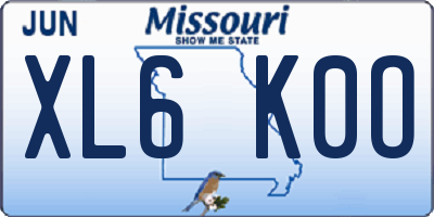 MO license plate XL6K0O