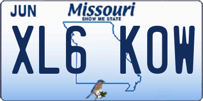 MO license plate XL6K0W