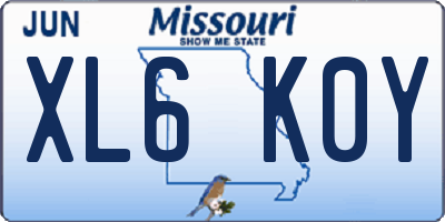 MO license plate XL6K0Y