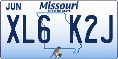 MO license plate XL6K2J