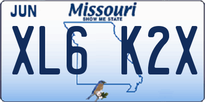 MO license plate XL6K2X