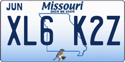 MO license plate XL6K2Z