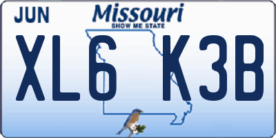 MO license plate XL6K3B