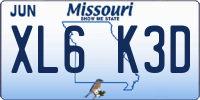 MO license plate XL6K3D