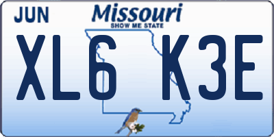 MO license plate XL6K3E