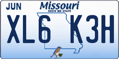 MO license plate XL6K3H