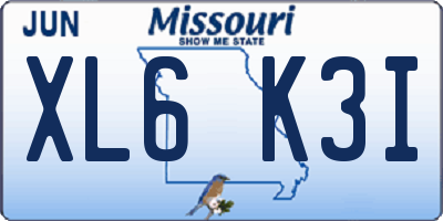 MO license plate XL6K3I