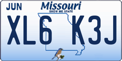MO license plate XL6K3J