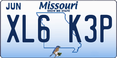 MO license plate XL6K3P