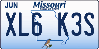 MO license plate XL6K3S