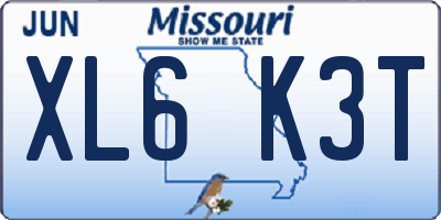 MO license plate XL6K3T