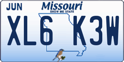 MO license plate XL6K3W