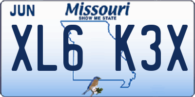 MO license plate XL6K3X