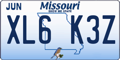 MO license plate XL6K3Z
