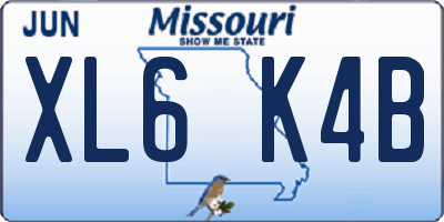 MO license plate XL6K4B